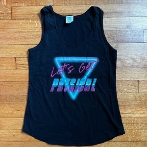 Let’s Get Physical, Black Cotton Tank, Size Small